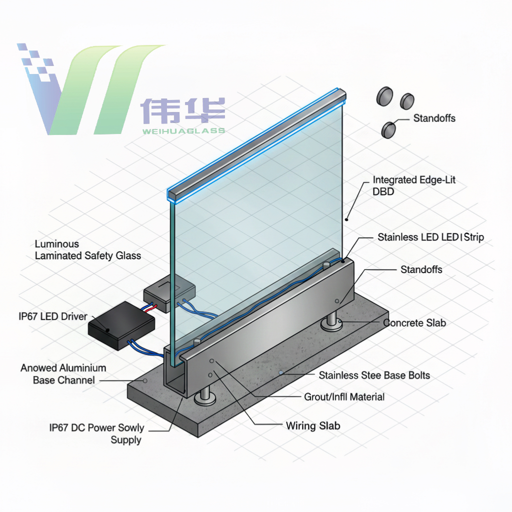 LED Luminous Railing Glass