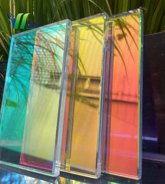 Iridescent Dichroic Glass Samples Showing Dynamic Color Shift
