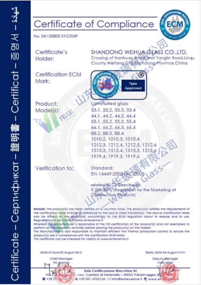 CE (EN14449 / EN12600)