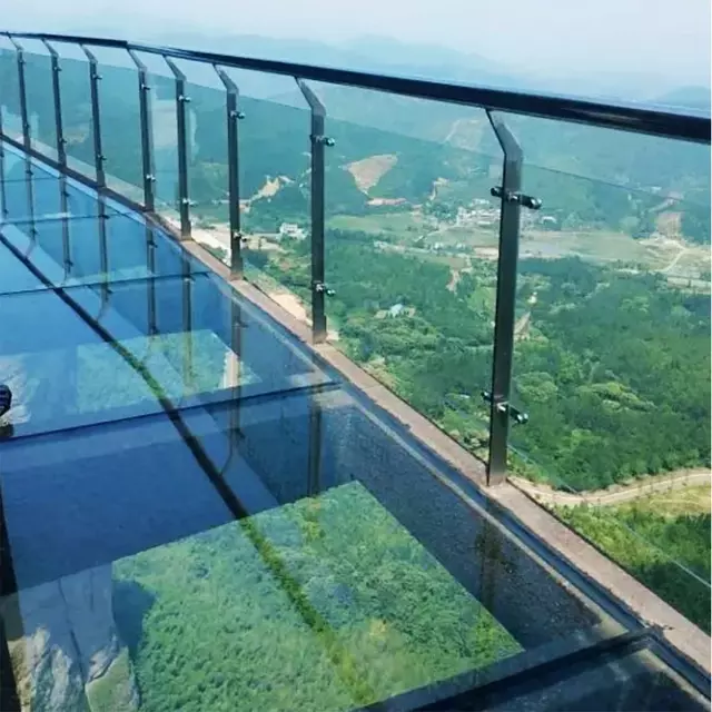 custom anti slip glass flooring
